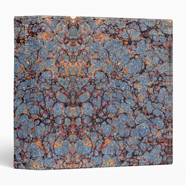 Blue, Black & Gold Marbled Paper 3 Ring Binder (Front/Spine)