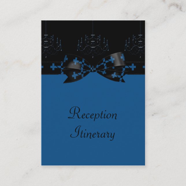 Blue & Black Gothic Chandelier & Cross Wedding Enclosure Card (Front)