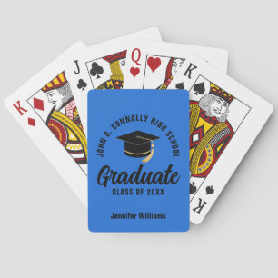 Blue Black Graduate Custom Graduation Poker Cards