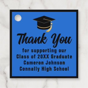 Blue Black Graduate Personalized Graduation Party Favor Tags