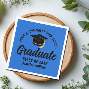 Blue Black Graduate Personalized Graduation Party Napkins