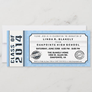 Blue & Black Graduation Party Ticket Invitation