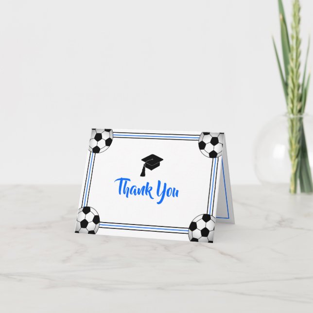 Blue & Black Graduation Thank You Card (Front)
