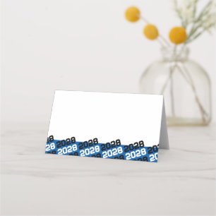 Blue & Black Graduation Year Folding Food or Place Card