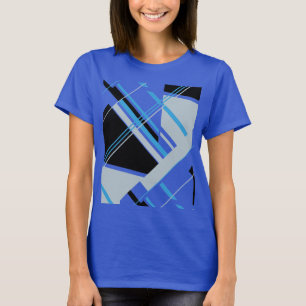 Blue Black Gray Bold MCM Look Geometric Abstract T-Shirt