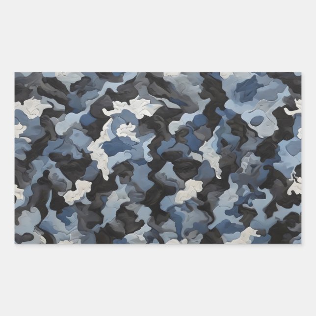blue black gray comouflage rectangular sticker (Front)