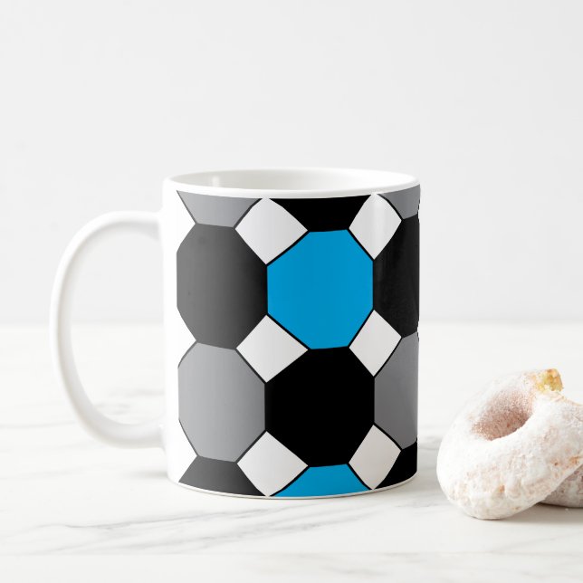 Blue Black Gray Geometric  Coffee Mug (With Donut)