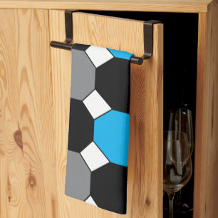 Blue Black Gray Geometric Kitchen Towel