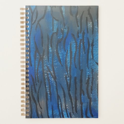 Blue Black Gray Line Art Planner