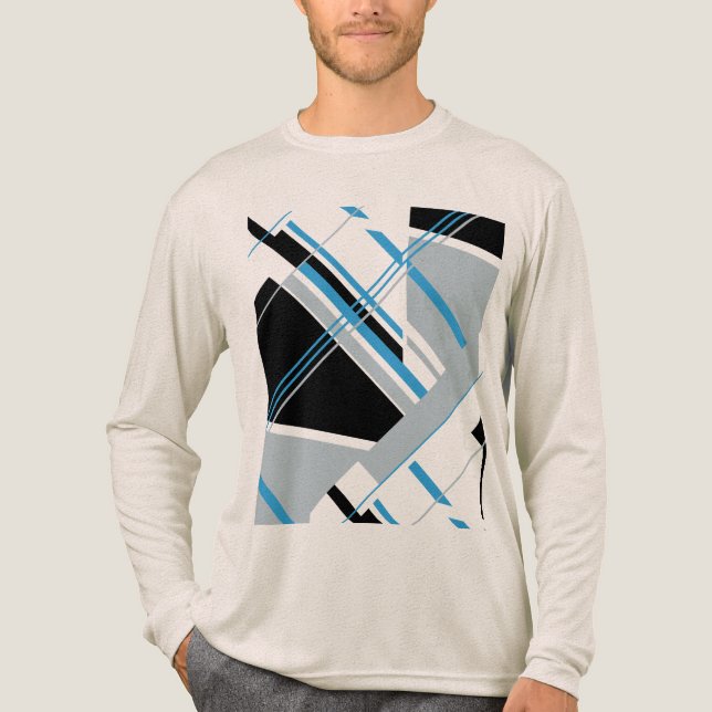 Blue Black Gray Modern Art MCM-inspired Abstract Tri-Blend Shirt (Front)