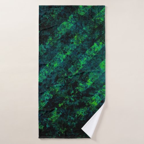 Blue black green striped background with blur gra bath towel