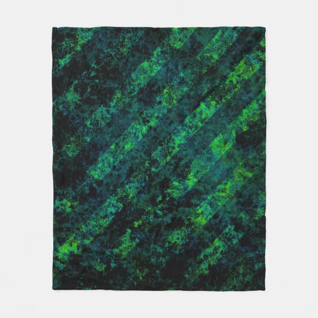 Blue black green striped background with blur, gra fleece blanket (Front)