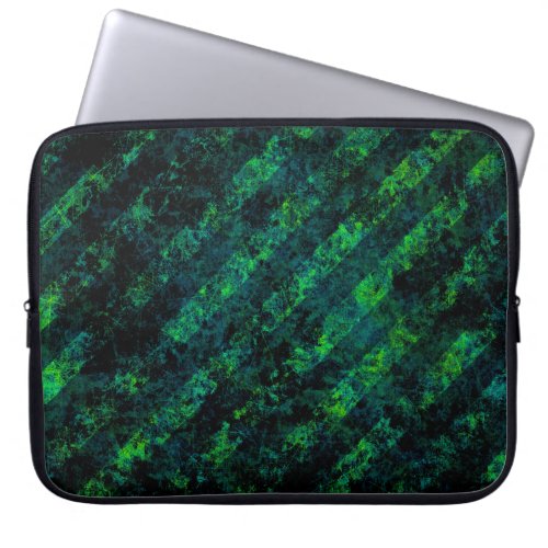 Blue black green striped background with blur gra laptop sleeve