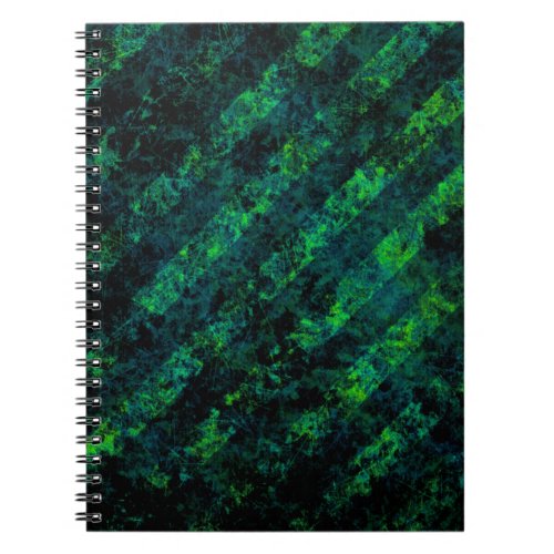 Blue black green striped background with blur gra notebook