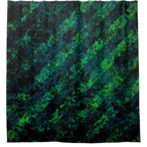 Blue black green striped background with blur gra shower curtain