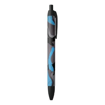 Blue Black Grey Camouflage Military War Army Print Black Ink Pen by nonstopshop at Zazzle