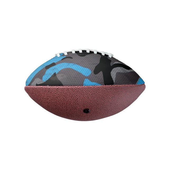 Blue Black Grey Camouflage Military War Army Print Football (Rotated 270)