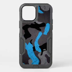 Blue Black Grey Camouflage Military War Army Print OtterBox Commuter iPhone 12 Case