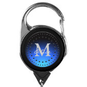 Blue Black Grey Monogrammed Badge Holder (Carabiner Front)