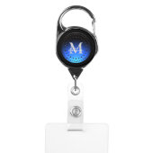 Blue Black Grey Monogrammed Badge Holder (Front)
