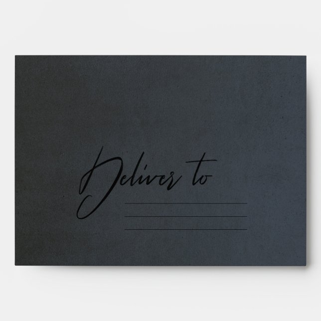 BLUE BLACK GREY VELVET GOLD BRUSH STROKE ADDRESS ENVELOPE (Front)
