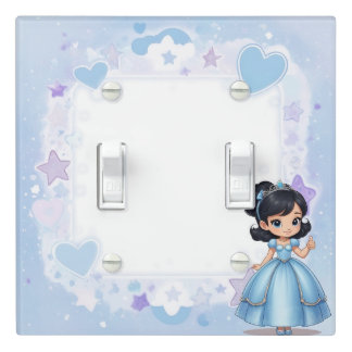 Blue Black Hair Princess Cute Kawaii Girls Room Light Switch Cover