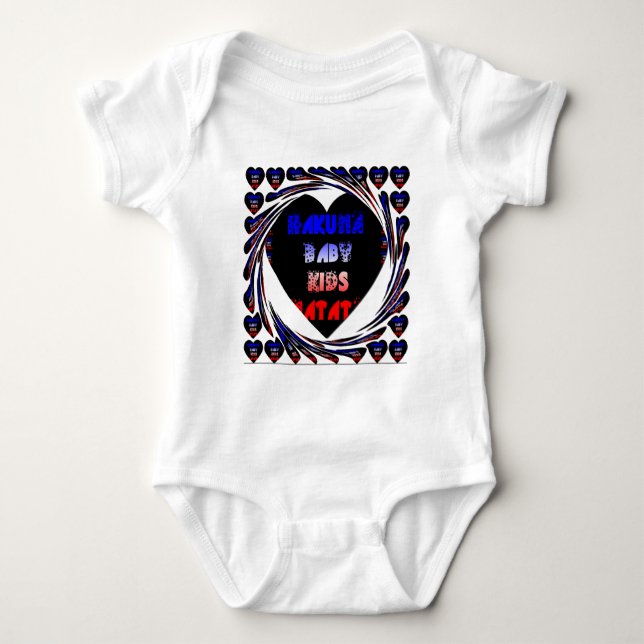 Blue Black Hakuna Matata Baby Kids Design.png Baby Bodysuit (Front)