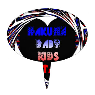 Blue Black Hakuna Matata Baby Kids Design.png Cake Topper