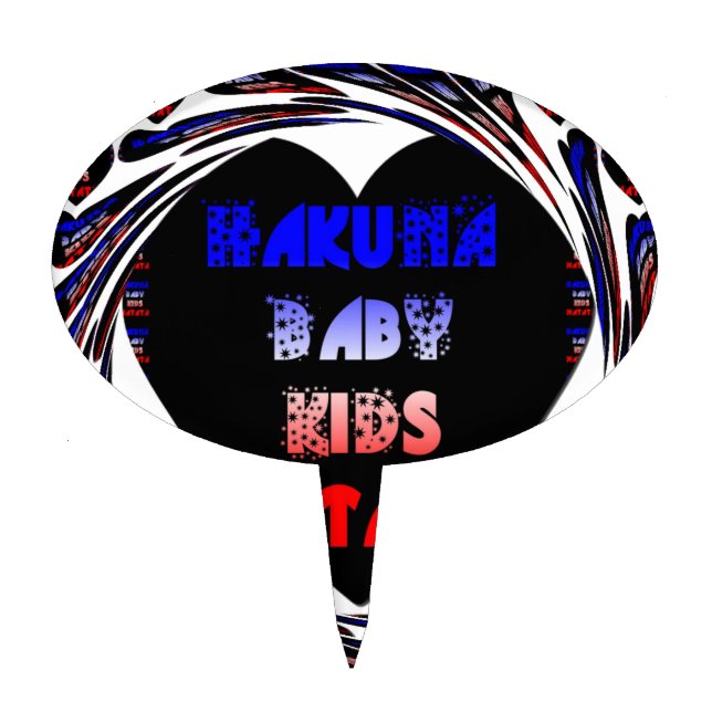 Blue Black Hakuna Matata Baby Kids Design.png Cake Topper (Front)