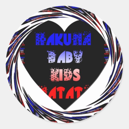 Blue Black Hakuna Matata Baby Kids Designpng Classic Round Sticker