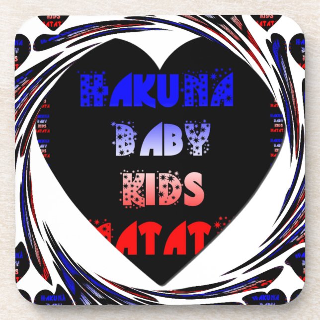 Blue Black Hakuna Matata Baby Kids Design.png Drink Coaster (Front)