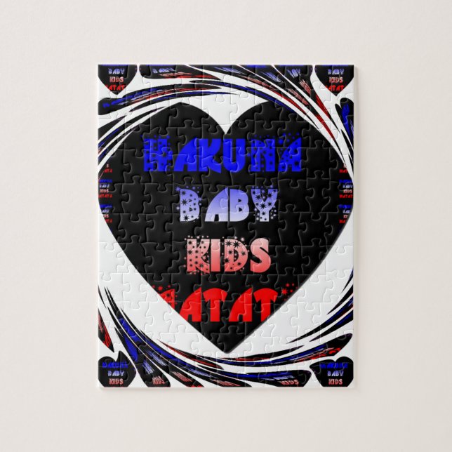 Blue Black Hakuna Matata Baby Kids Design.png Jigsaw Puzzle (Vertical)