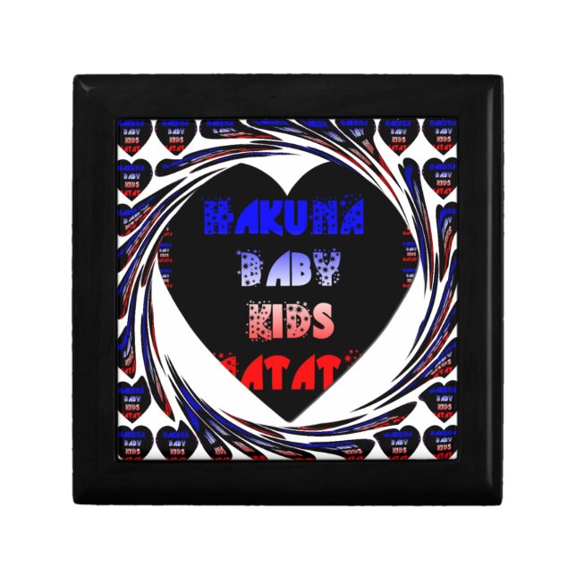 Blue Black Hakuna Matata Baby Kids Design.png Keepsake Box (Front)