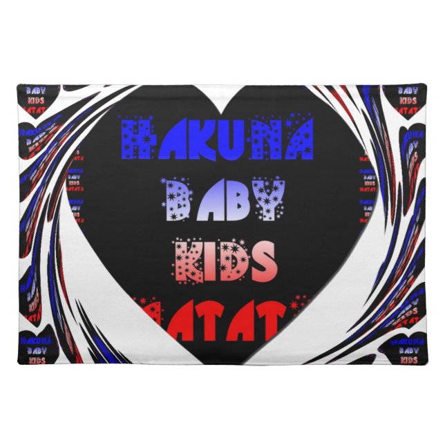 Blue Black Hakuna Matata Baby Kids Design.png Placemat (Front)