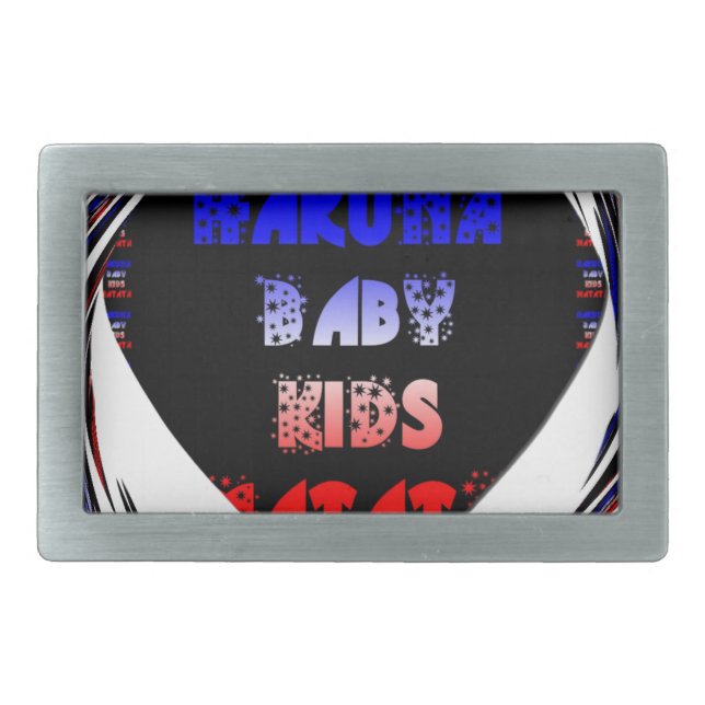 Blue Black Hakuna Matata Baby Kids Design.png Rectangular Belt Buckle (Front)