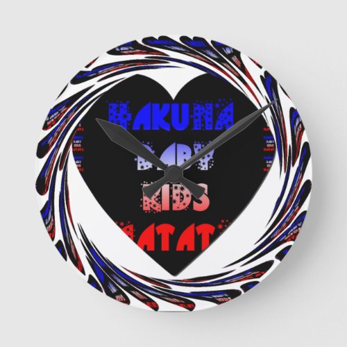 Blue Black Hakuna Matata Baby Kids Designpng Round Clock