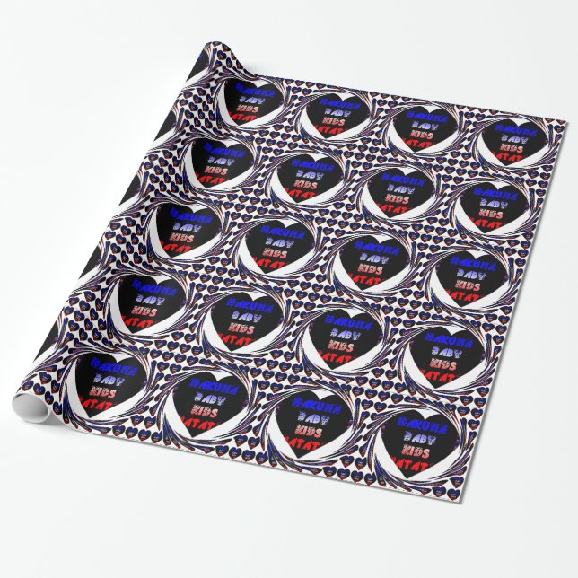 Blue Black Hakuna Matata Baby Kids Design.png Wrapping Paper (Unrolled)