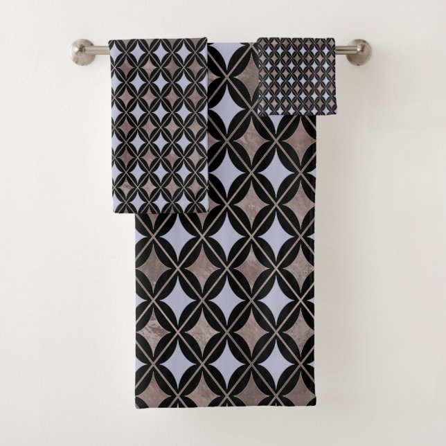 BLUE BLACK HAMPTONS STYLE BATHROOM TOWEL SET (Insitu)