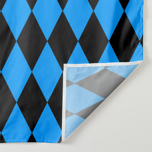 Blue Black Harlequin Diamonds Checkers Design Fabric