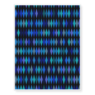 Blue Black Harlequin Pattern Temporary Tattoos
