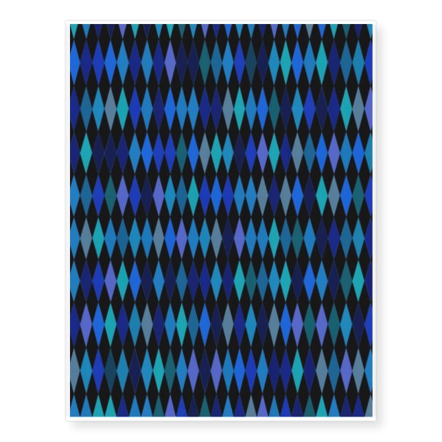 Blue Black Harlequin Pattern Temporary Tattoos (Front)