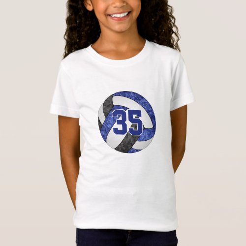 blue black her volleyball team colors custom T_Shirt