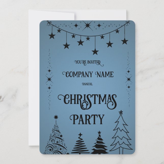 Blue & Black Holiday Invitation (Front)