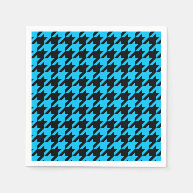 Blue Black Houndstooth Check Napkins (Front)
