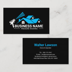 Blue Black House Pressure Washing Service Business Card