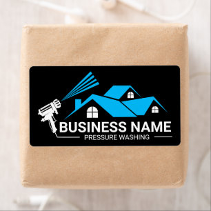 Blue Black House Pressure Washing Service Label