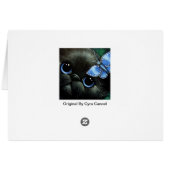 BLUE BLACK KITTEN CAT WITH BUTTERFLY CARD (Back Horizontal)