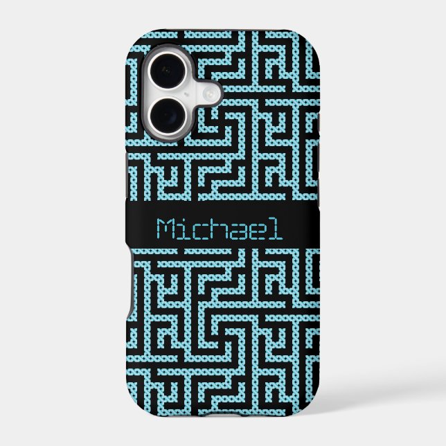 Blue & Black Labyrinth Iphone Case (Back)