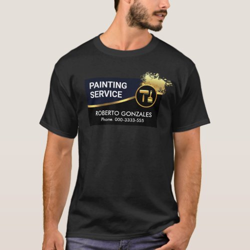 Blue Black Layers Gold Wave Painter T_Shirt