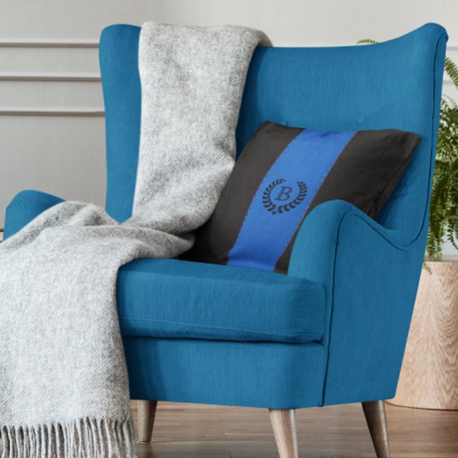 Blue & Black Leather Texture With Black Wreath Throw Pillow (Creator Uploaded)
